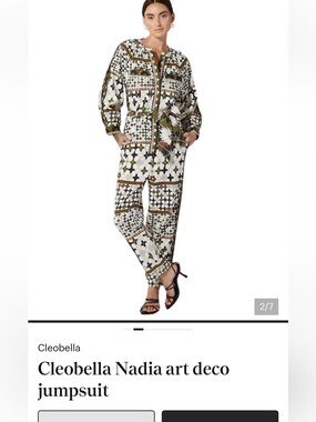 Cleobella Nadia Art Deco Jumpsuit - Olive, Ivory & Black